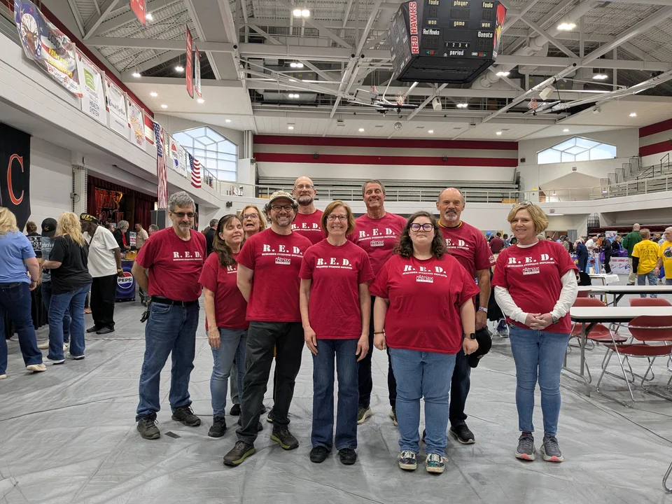 Red shirts at Stand Down